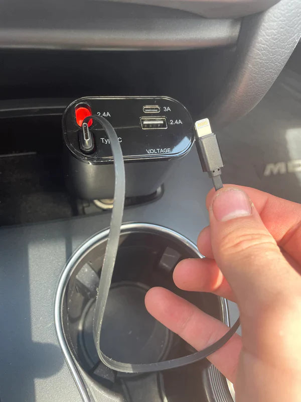 Fast-charging retractable car charger (includes 2 chargers)